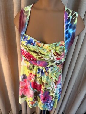 Boston Proper y2k animal hibiscus print halter top